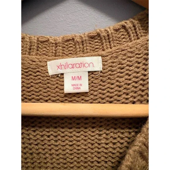 Xhilaration Sweater Vest Womens Size M Brown Faux Fur Open Front Knit - Picture 5 of 8